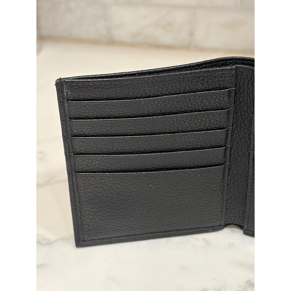 Longchamp Le Foulonne Black Pebbled Leather Bifold Kiss Lock Wallet - Picture 13 of 14